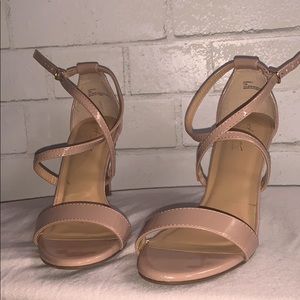 Pink Nude two strap heels .